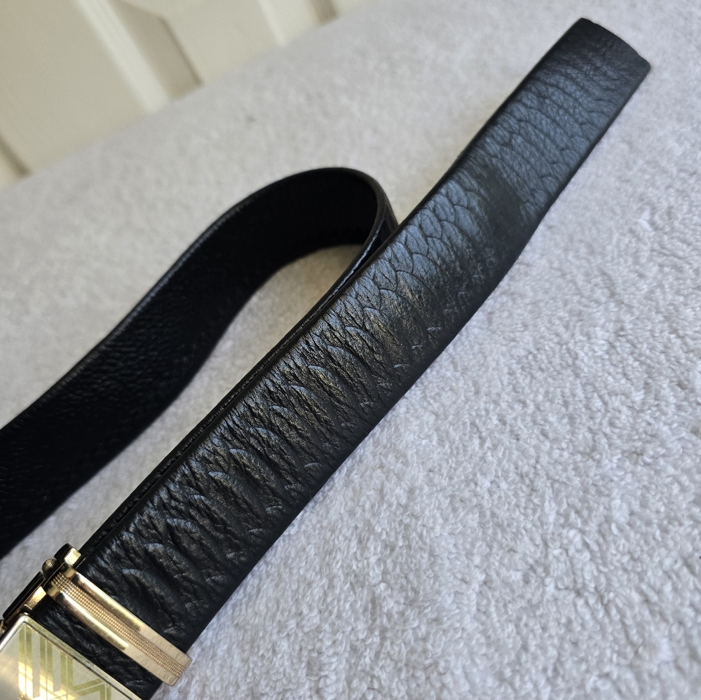 Burberry Black Belt with Silver and Gold Plaid Buckle - Picture 5 of 15